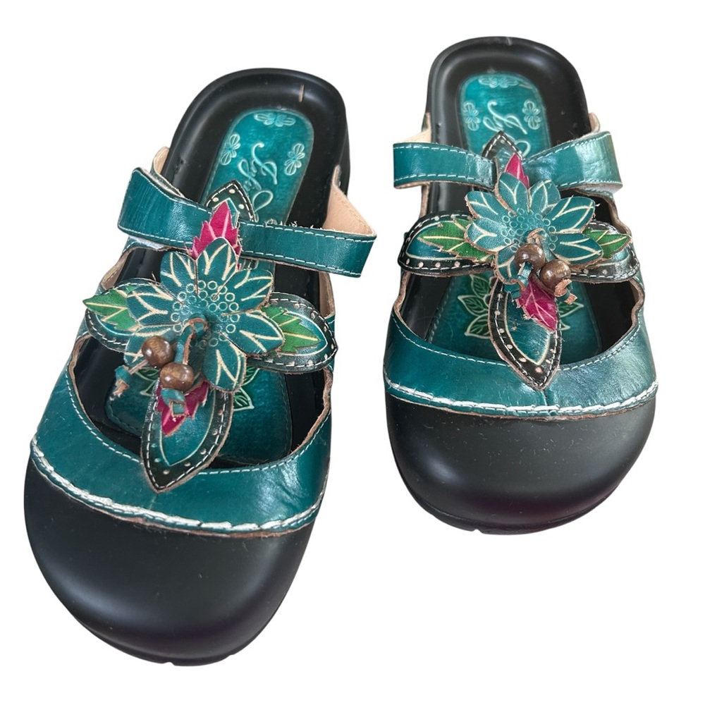 Infinity Women’s Sandals Size 38 Bohemian Multicolor Leather Slide Slip on‎